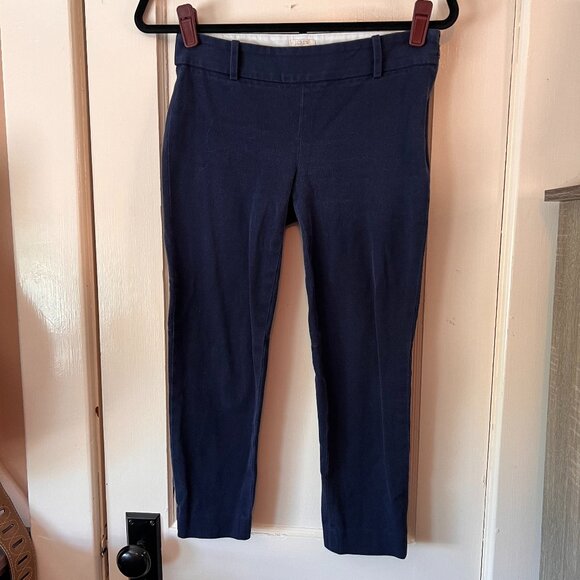 Ladies‎ J Crew Slacks Size 2P Navy Side Zip Skinny Stretch Ankle - Picture 1 of 5